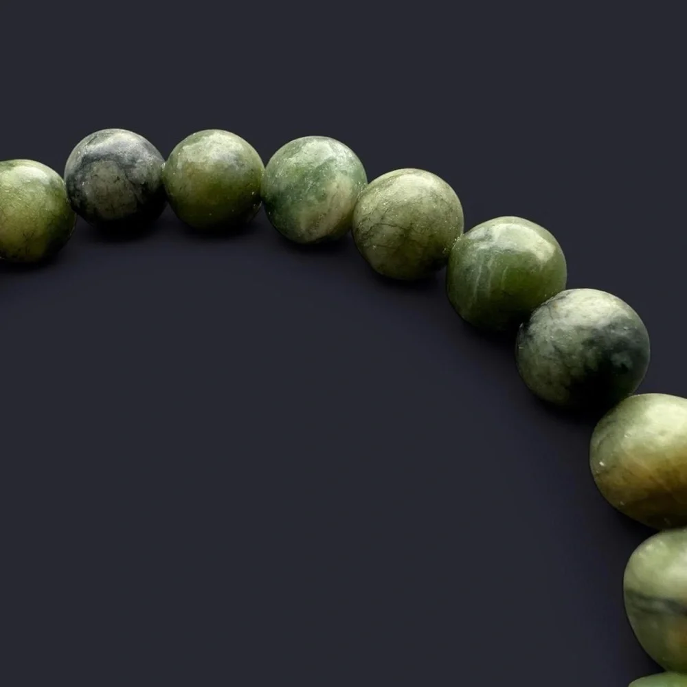 Serpentine Gemstone Bead Bracelet 8mm